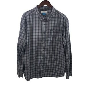 Columbia Sportswear Men XXL Gray Plaid Button Up Shirt Long Sleeves